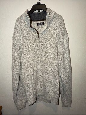 Chaps Men’s Light Heather Gray Half-Zip Sweater